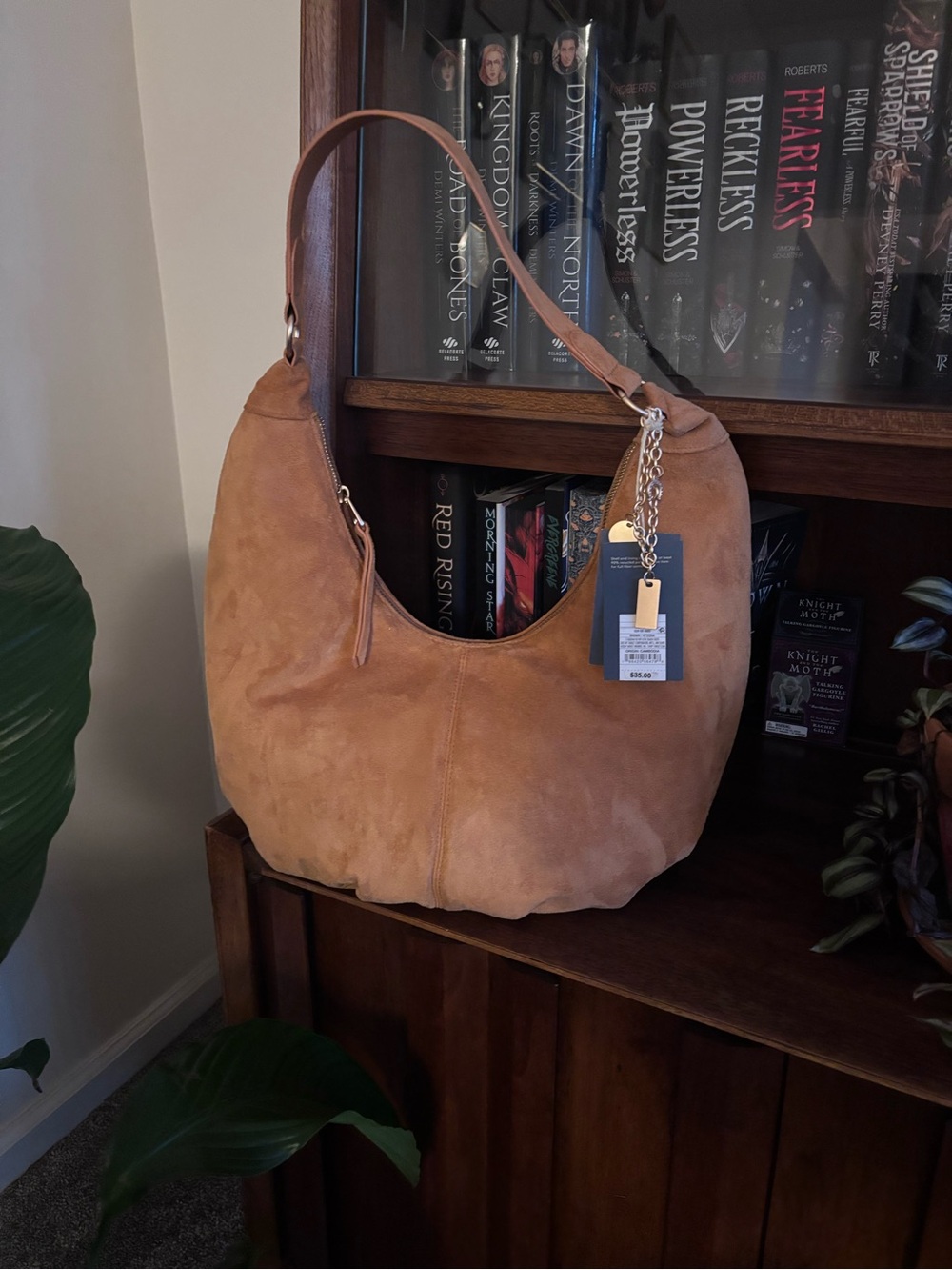 Universal Thread Tan Suede Hobo Shoulder Bag with Charm